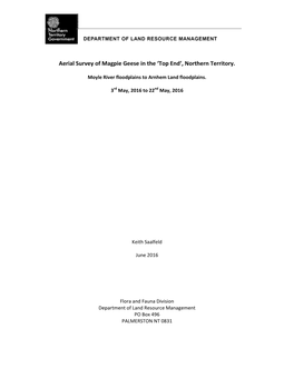 Aerial Survey of Magpie Geese in the 'Top End', Northern Territory