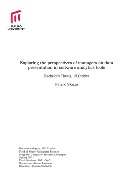 Exploring the Perspectives of Managers on Data Presentation in Software Analytics Tools