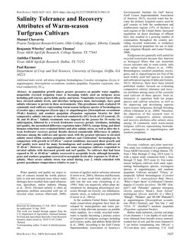 Salinity Tolerance and Recovery Attributes of Warm-Season