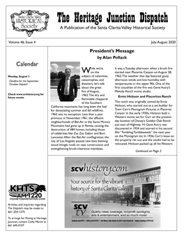 The Heritage Junction Dispatch a Publication of the Santa Clarita Valley Historical Society