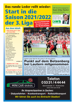 In Die Saison 2021/2022 Der 3. Liga