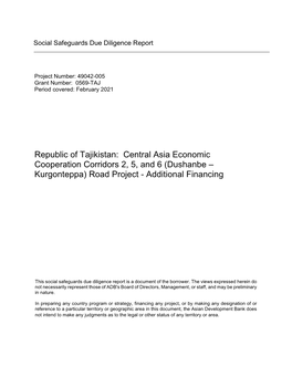 (Dushanbe-Kurgonteppa) Road Project