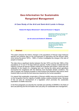 Geo-Information for Sustainable Rangeland Management
