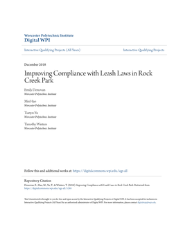 Improving Compliance with Leash Laws in Rock Creek Park Emily Donovan Worcester Polytechnic Institute