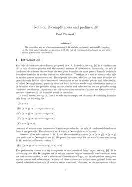 Note on D-Completeness and Prelinearity