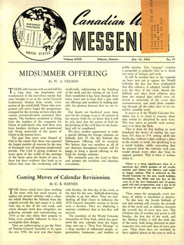 MESSENI •CJ P.- A; � Volume XXIII� Oshawa, Ontario July 14, 1954� No