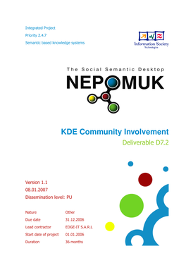 KDE Community Involvement Deliverable D7.2