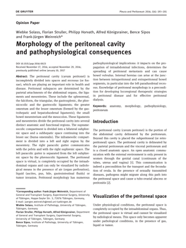 Morphology of the Peritoneal Cavity and Pathophysiological Consequences