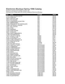 EBCD Catalog