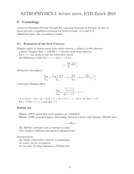 ASTROPHYSICS I: Lecture Notes, ETH Zurich 2018