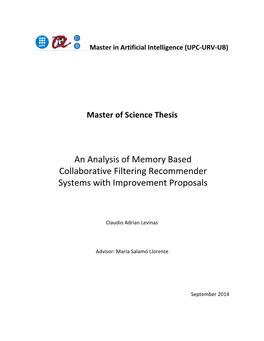 An Analysis of Memory Based Collaborative Filtering Recommender Systems with Improvement Proposals