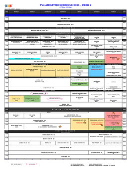 TV3 AIDILFITRI SCHEDULE 2021 - WEEK 2 (17 May - 23 May) As at 5 March 2021 - Amended 1