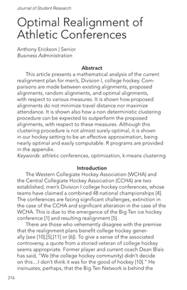 Optimal Realignment of Athletic Conferences