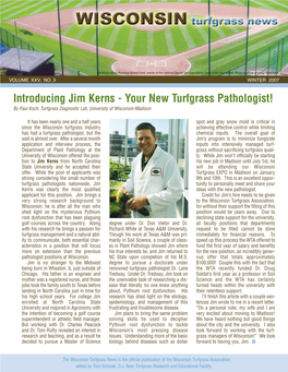 Introducing Jim Kerns - Your New Turfgrass Pathologist! by Paul Koch, Turfgrass Diagnostic Lab, University of Wisconsin-Madison