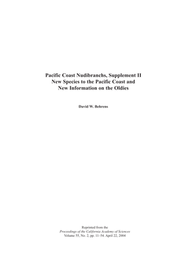 Pacific Coast Nudibranchs Supplement II