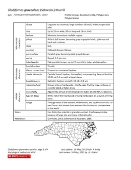 Globifomes Graveolens (Schwein.) Murrill Syn: Fomes Graveolens (Schwein.) Cooke Profile Group: Basidiomycota, Polyporales, Polyporaceae
