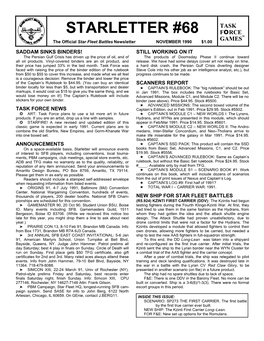 STARLETTER #68 FORCE GAMESTM the Official Star Fleet Battles Newsletter NOVEMBER 1990 $1.00