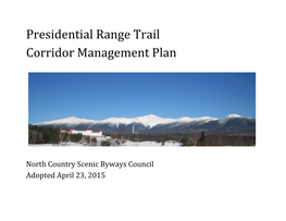 Presidential Range Trail Corridor Management Plan