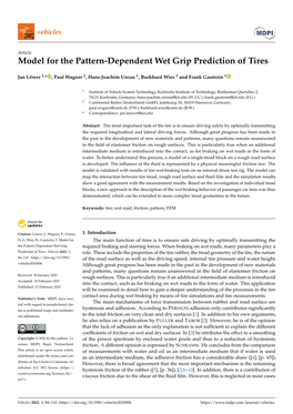 Model for the Pattern-Dependent Wet Grip Prediction of Tires