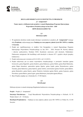 REGULAMIN UCZESTNIKA PROJEKTU (Adobe PDF)