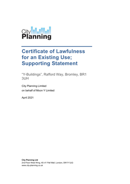 Certificate of Lawfulness for an Existing Use; Supporting Statement