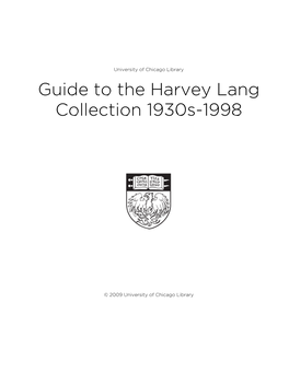 Guide to the Harvey Lang Collection 1930S-1998
