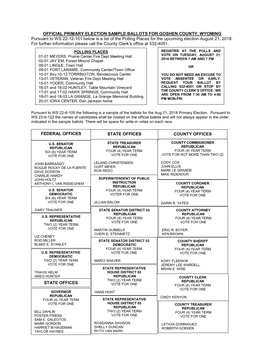 2000 Election Districts & Precincts for Goshen County