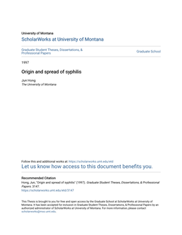 Origin and Spread of Syphilis