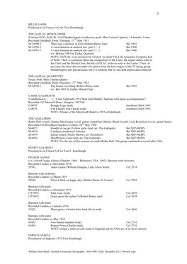 BILLIE GADD Pseduonym on Victory 142 for Tom Kinniburgh the GAFLAC MIXED CHOIR (Formed 1926). Prob. W. Cecil Heatherington (Con