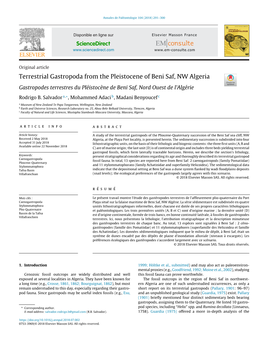 Terrestrial Gastropoda from the Pleistocene of Beni Saf, NW Algeria