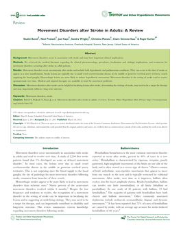 Movement Disorders After Stroke in Adults: a Review