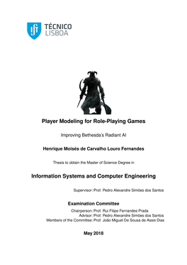 Player Modeling for Role-Playing Games Information Systems and Computer Engineering