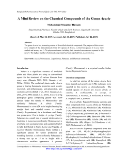 A Mini Review on the Chemical Compounds of the Genus Acacia