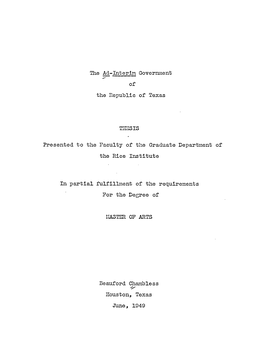 The Ad-Interim Government of the Republic of Texas (Author, Date, and 