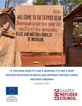 REFUGEE RELATIONS in NDUTA and MTENDELI REFUGEE CAMPS WESTERN TANZANIA December 2017