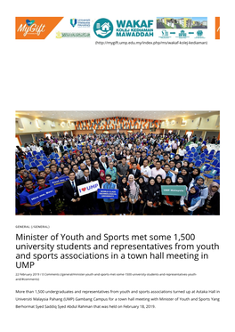 Minister of Youth and Sports Met Some 1,500 University Students And