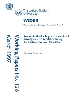 Economic Shocks, Impoverishment and Poverty-Related Mortality During the Eastern European Transition