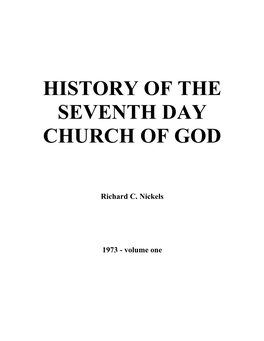 History of the Seventh Day Church of God