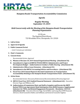 Hampton Roads Transportation Accountability Commission Agenda