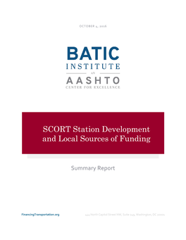SCORT Station Development and Local Sources of Funding