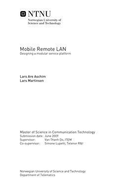 Mobile Remote LAN Designing a Modular Service Platform