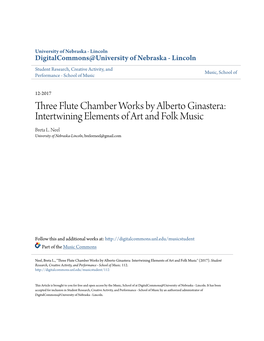 Three Flute Chamber Works by Alberto Ginastera: Intertwining Elements of Art and Folk Music Breta L