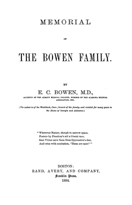 Memorial of the Bowen Family