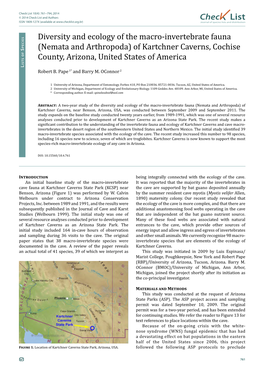 Chec List Diversity and Ecology of the Macro