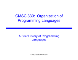 CMSC 330: Organization of Programming Languages