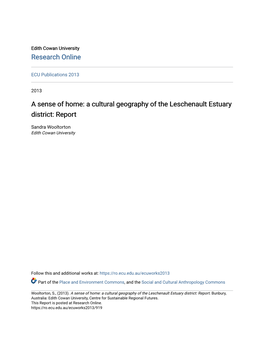 A Sense of Home: a Cultural Geography of the Leschenault Estuary District: Report