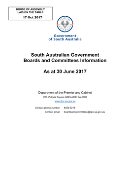 South Australian Government Boards and Committees Information As At