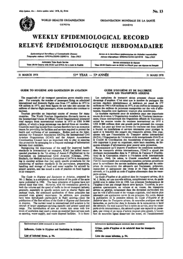 Weekly Epidemiological Record Relevé Épidémiologique Hebdomadaire