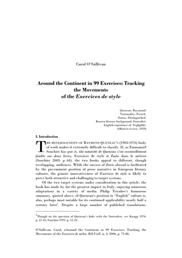 Around the Continent in 99 Exercises: Tracking the Movements of the Exercices De Style