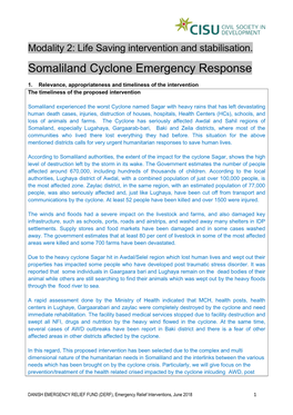 Somaliland Cyclone Emergency Response